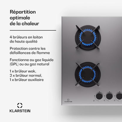 Tables De Cuisson À Gaz, Plaque De Cuisson Gaz À 4 Brûleurs, Table De Encastrable À 4 Feux De 8000W, Cuisiniere Gaziniere Avec Brûleurs En Acier Inoxydable, Cuisinières GPL