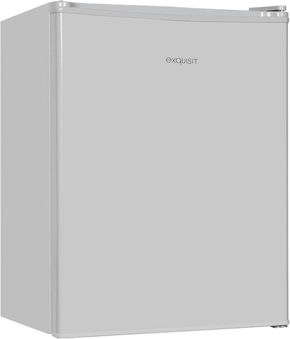Exquisit KB60-V-090E Mini Standkühlschrank, 45 Cm Breit, 52L, LED Beleuchtung, Temperaturregelung, Grau