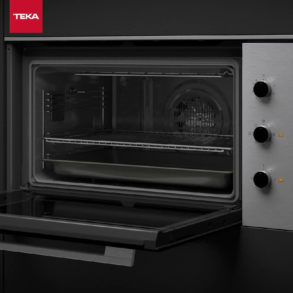 Teka HSF 900 Four Multifonction De 90 Cm, Système De Nettoyage Hydroclean ECO, 7 Fonctions De Cuisson, 5 Hauteurs De Cuisson, Porte 2 Verres, Couleur Acier Inoxydable
