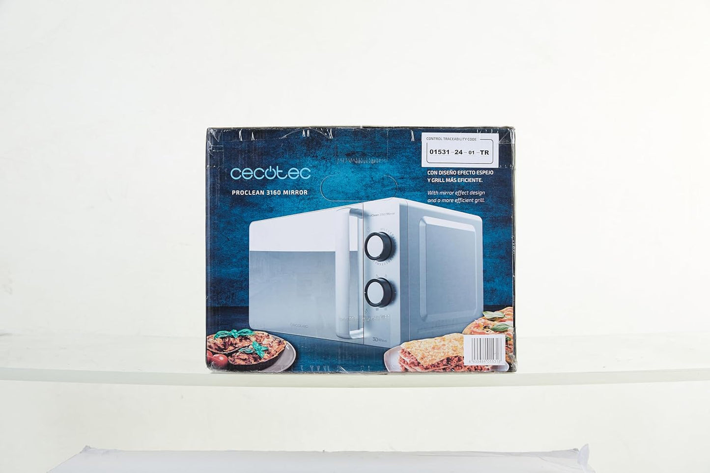 Micro-Ondes Proclean 3160. Revêtement Ready2Clean Pour Un Meilleur Nettoyage, Technologie 3D WAVE, Grill 800 W, 20 L. Design Élégant Avec Porte, 6 Niveaux, Argenté Miroir.