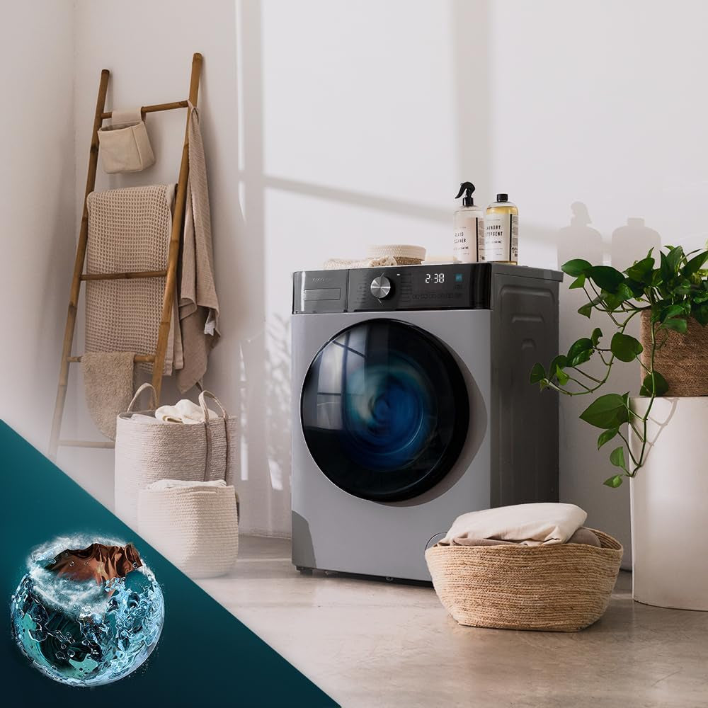 Lave-Linge 10 Kg À Chargement Frontal Bolero Dresscode 10800 Inverter Steel a 1400 Tr/Min, 16 Prog, Classe A, Moteur Inverter Plus, Vapeur Steammax, Lavage Intelligent Et Détecteur De Charge