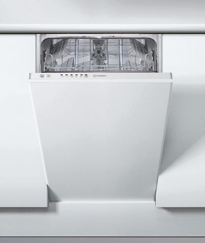 Indesit DSIE 2B10 Lave-Vaisselle Entièrement Intégré 10 Places A+ - Lave-Vaisselles (Entièrement Intégré, Blanc, Compact (45 Cm), Noir, Blanc, Boutons, Tactil, 1,3 M)