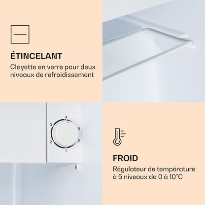 Coolart - Combiné Réfrigérateur-Congélateur, Réfrigérateur Avec 2 Niveaux De Refroidissement, Façade Design, Thermostat Avec 5 Niveaux, 0 À 10 ° C, Capacité 45 Litres - Design Grande Ville