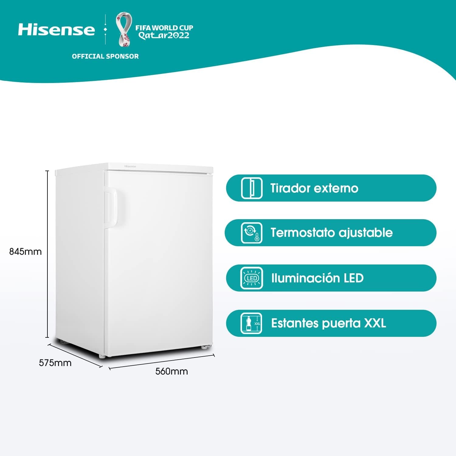 HISENSE RL170D4AWE Petit Réfrigérateur À Une Porte Réversible Avec Capacité De 138 L, Garde-Manger Vertical Blanc