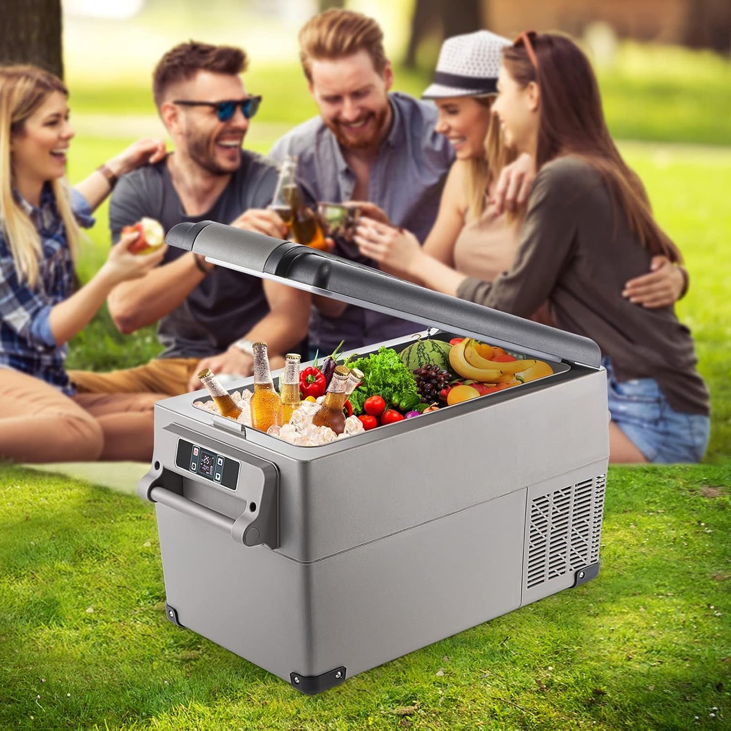 Glacière Électrique Voiture, 35 L, Réfrigérateur Portable À Compression, Mini Frigo, 69,3X34,5X38,1 Cm, Mini Congélateur Avec Écran LCD Numérique -20 À 20 ℃ Pour Maison/Voiture/Camping