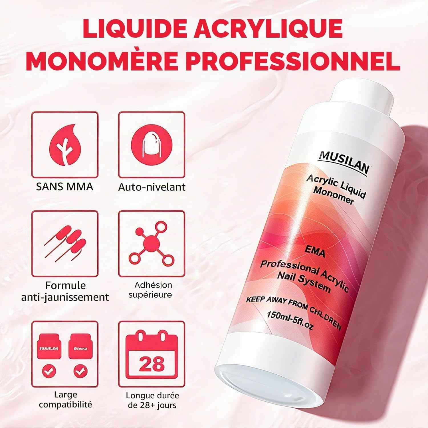 Monomère Liquide Acrylique Pour Ongles Avec 3PCS Pinceaux Ongles | Professionnel Grande Capacité 150Ml Monomère Liquide Acrylique Pour La Conception D'Ongles En Qualité Studio Et Débutant