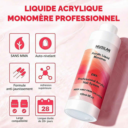 Monomère Liquide Acrylique Pour Ongles Avec 3PCS Pinceaux Ongles | Professionnel Grande Capacité 150Ml Monomère Liquide Acrylique Pour La Conception D'Ongles En Qualité Studio Et Débutant