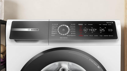 WGB244040 Série 8 Machine À Laver Intelligente, 1 À 9 Kg, 1400 Tr/Min, Fabriquée En Allemagne, Active Water Plus, Économie D'Énergie Et D'Eau, Vapeur Iron Assist Pour Défroisser, Mini Charge,