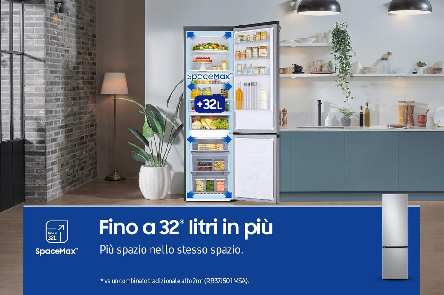 R�FRIG�RATEUR COMBIN� RB38C603DSA 390L H203CM D CONNECTE NO FROST ECRAN INTERNE METAL GREY