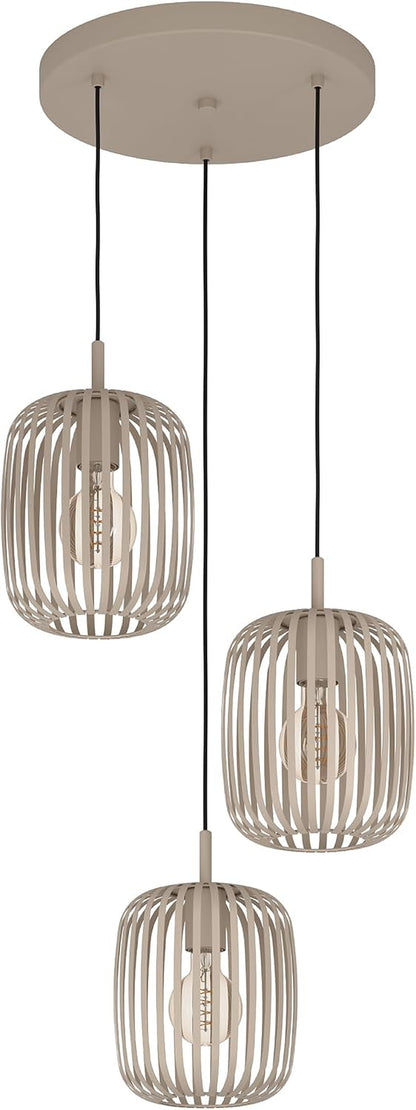 Suspension Luminaire Romazzina, Lustre À 3 Lampes Pour Salon Et Salle | À Manger, Lampe De Plafond Suspendue, Métal Couleur Sable, Douille E27, Ø 46 Cm
