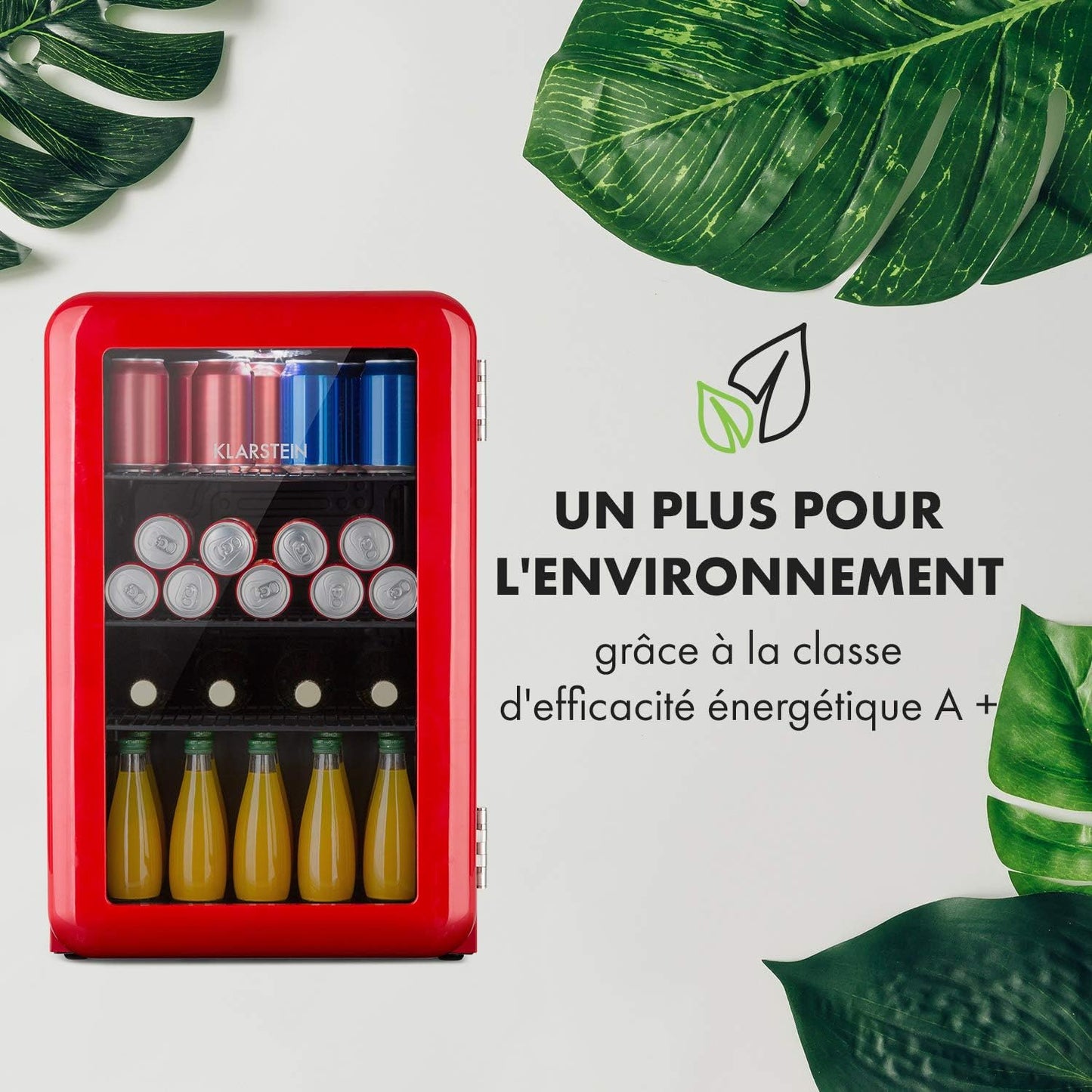 Poplife Refroidisseur De Boissons - Mini-Bar, Réfrigérateur Rétro, 0-10°C, Seulement 39 Db, 70 L, Écologique, Porte À Double Vitrage, Design Rétro, Rouge
