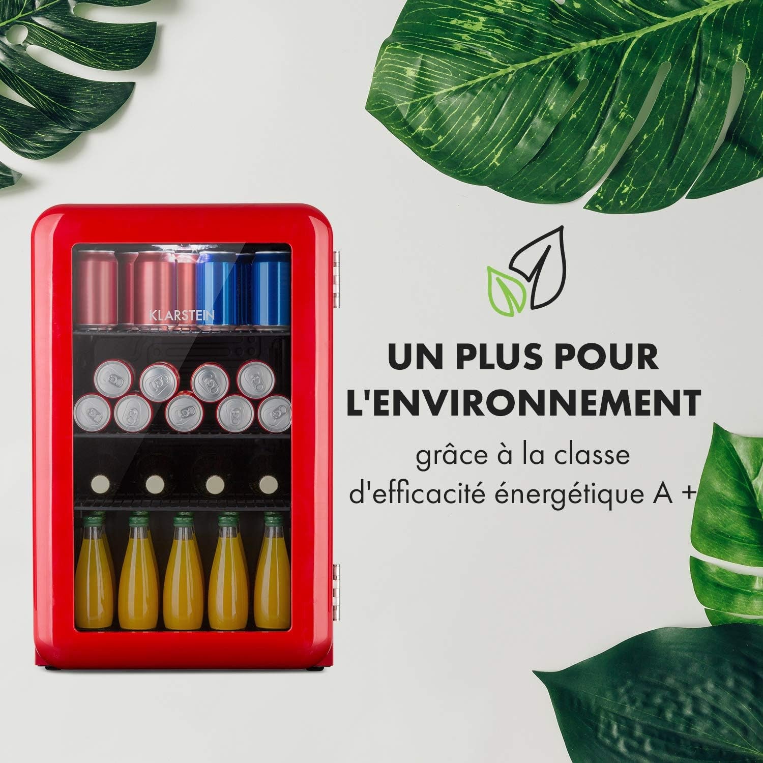 Poplife Refroidisseur De Boissons - Mini-Bar, Réfrigérateur Rétro, 0-10°C, Seulement 39 Db, 70 L, Écologique, Porte À Double Vitrage, Design Rétro, Rouge