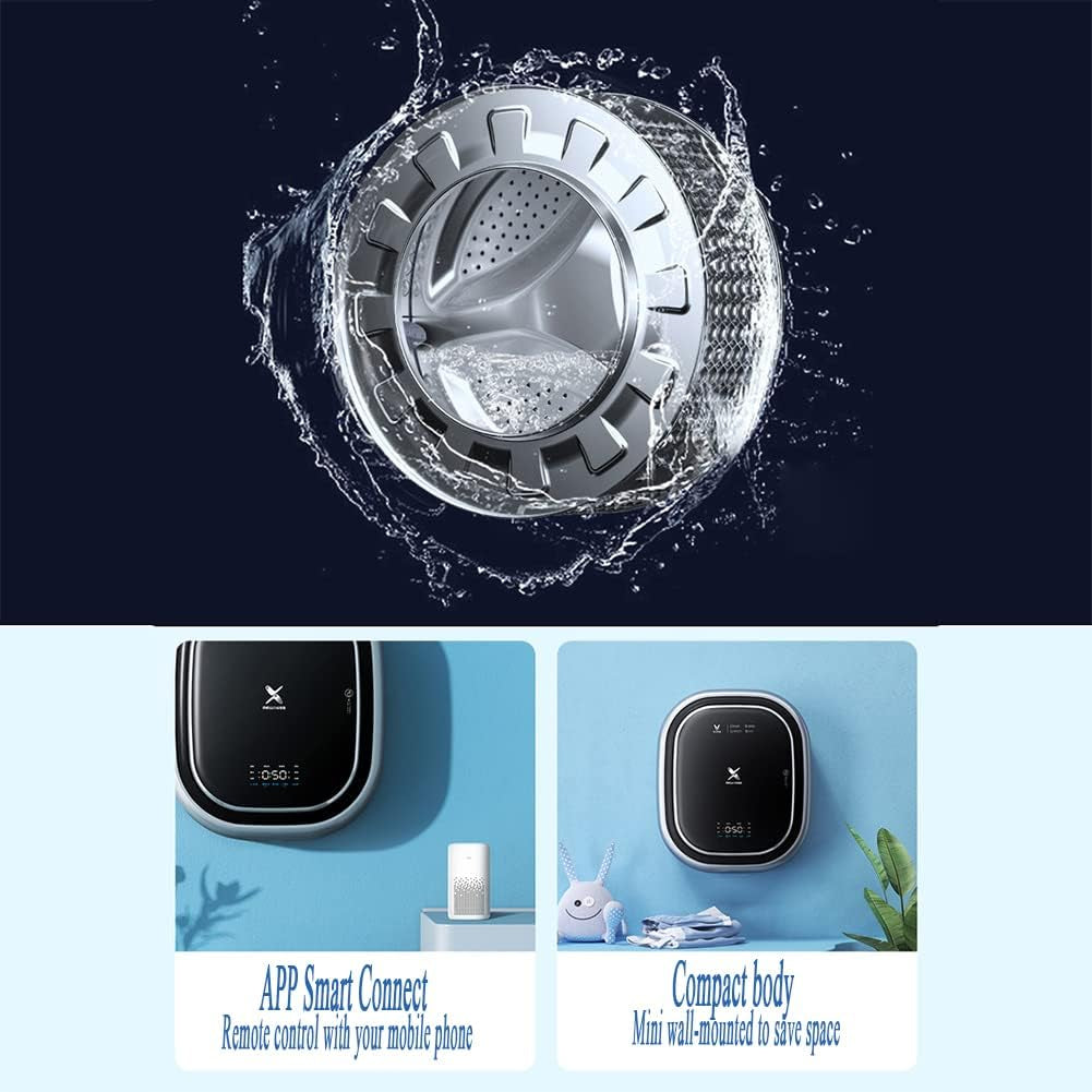 SPLAWN Mini Lave-Linge Mural, Lave-Linge Frontal URG, 1450W Mini Lave-Linge Pour Sous-Vêtements, Lave-Linge Et Essoreuse Entièrement Automatiques, Pour La Salle De Bain, La Cuisine.