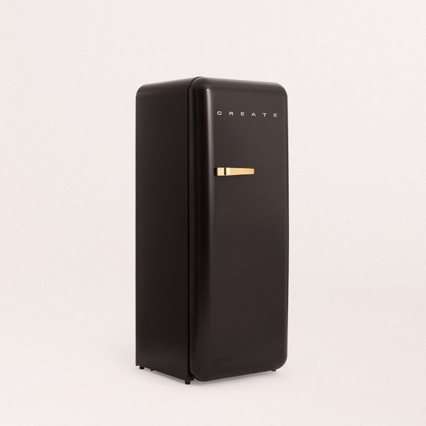 / RETRO FRIDGE 150 Gold/Réfrigérateur Noir Avec Poignée Dorée Et Congélateur 281L / 102W, Faible Consommation, 150 Cm, 3 Étagères, Régulateur De Température, 60X60X150 Cm