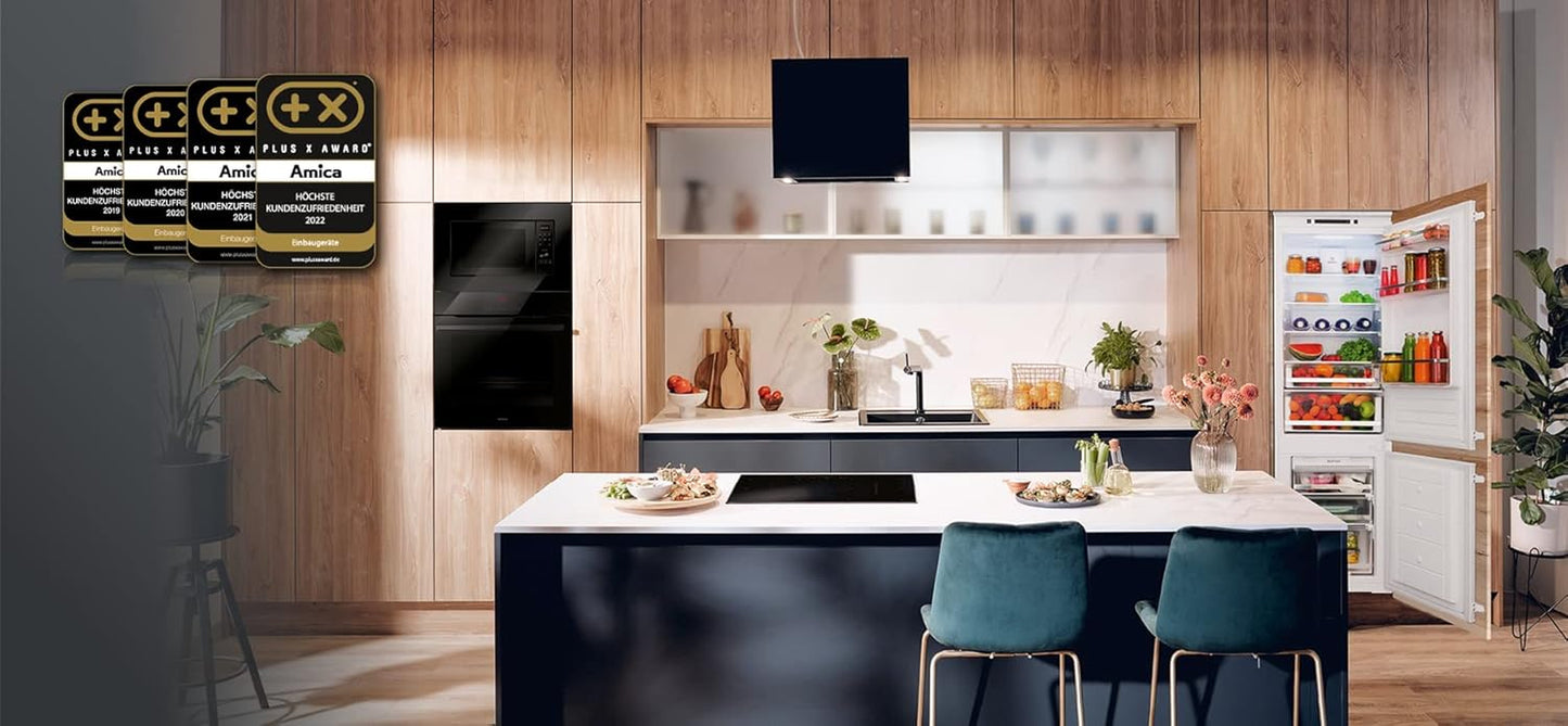Amica ABE 9431 SM Four Encastrable Avec Chaleur Tournante/Noir Mat/Minuterie/Espace De Cuisson Xxl/Nettoyage À La Vapeur D'Eau