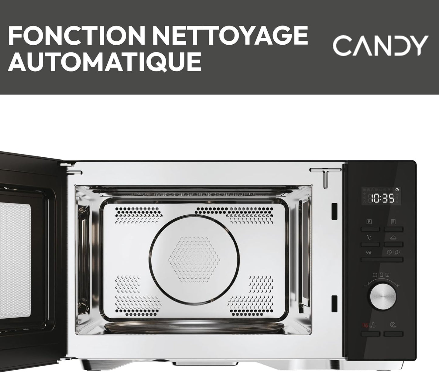 CMCA29EDLB Four Micro-Ondes Gril 1000W, Combiné À Chaleur Tournante, Grande Capacité 29L, Menus Pré-Programmés, Nettoyage Auto, Programmateur Digital, Fonction Décongélation, Noir Silver