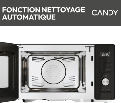 CMCA29EDLB Four Micro-Ondes Gril 1000W, Combiné À Chaleur Tournante, Grande Capacité 29L, Menus Pré-Programmés, Nettoyage Auto, Programmateur Digital, Fonction Décongélation, Noir Silver