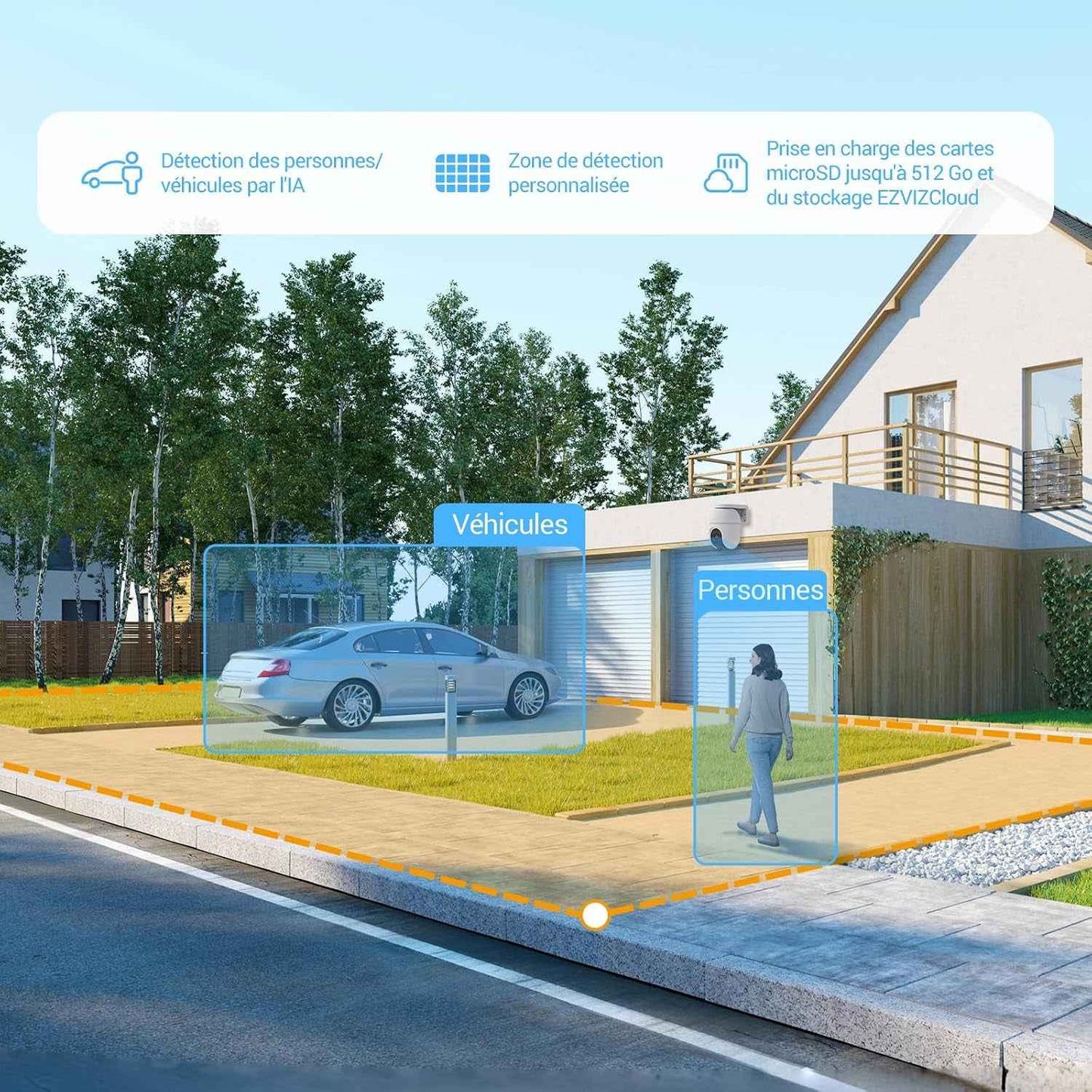 4K(8MP) Caméra Extérieur Wifi À 360° C8C 4K 4Mm | Détection Humaine, Vision Nocturne En Couleur, Suivi Auto-Zoom, Audio Bidirectionnel, IP65 Etanche, Défense Active