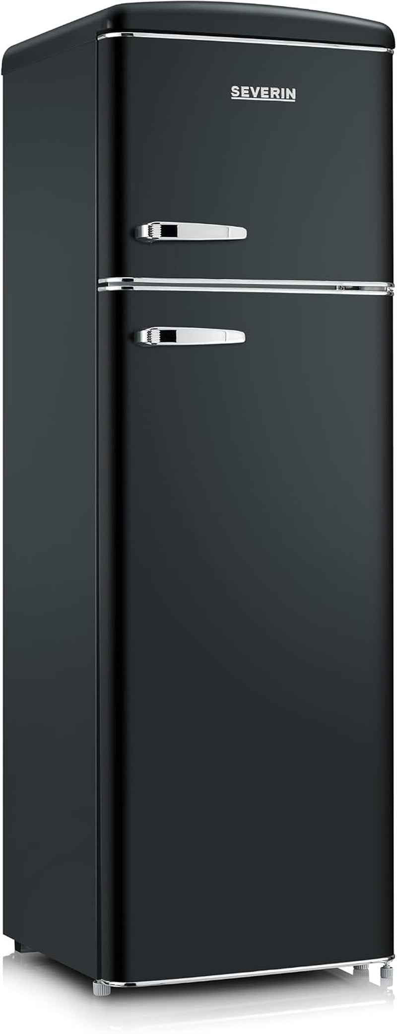Réfrigérateur Congélateur 2 Portes, Pose Libre, Réfrigérateur Double Porte Avec Congélateur Largeur 55 Cm, 246 L, Classe D, Look Rétro, Noir Mat, RKG 8984