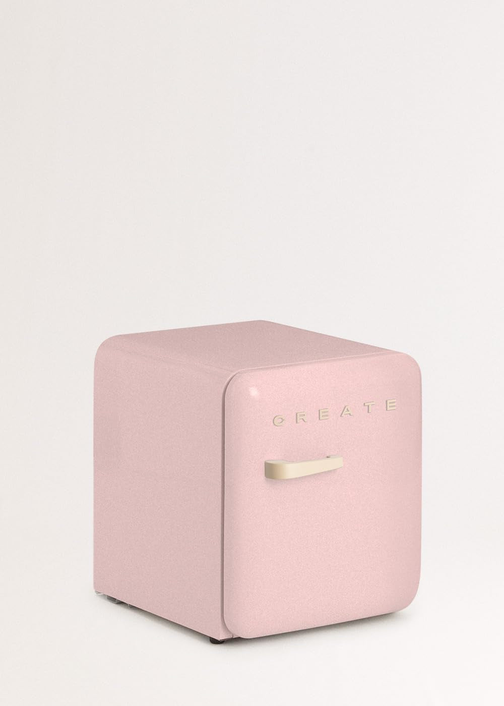 RETRO FRIDGE 50 Sand/Réfrigérateur Rose Pastel Poignée Sable 85 W, Mini Bar, Une Étagère, Design Rétro, 50 Cm, Deux Étagères, Capacité De 48 L, Économie D'Énergie, 50 X 44 X 49,8 Cm