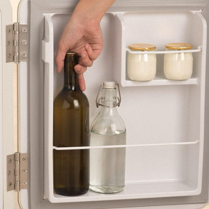 / RETRO FRIDGE 50 ROSE Gold/Réfrigérateur Blanc Cassé Avec Poignée or Rose/Pratique Et Fonctionnel, Matériaux Résistants