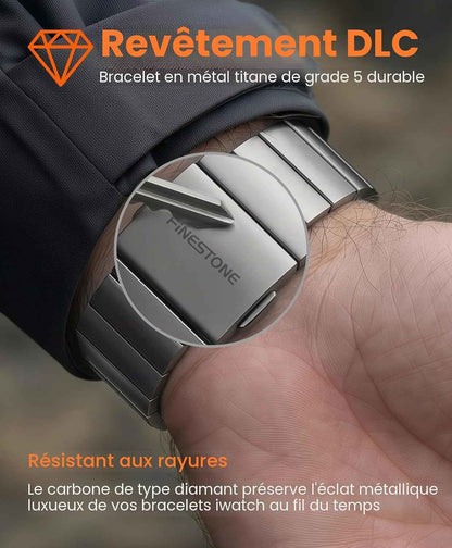 CRNS02 Bracelet En Titane Compatible Avec Apple Watch Ultra 3/2/1 49 Mm & Series 11/10 De 46 Mm – 24 Mm De Largeur, Fermoir Magnétique Réglable En Titane