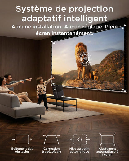 A1S Vidéoprojecteur 4K Supporté, Projecteur Home Cinéma Natif 1080P, 600 ISO Lumens, Smart Google TV Intégrée, Auto Focus & Keystone, Wifi 5G, Bluetooth 5.1