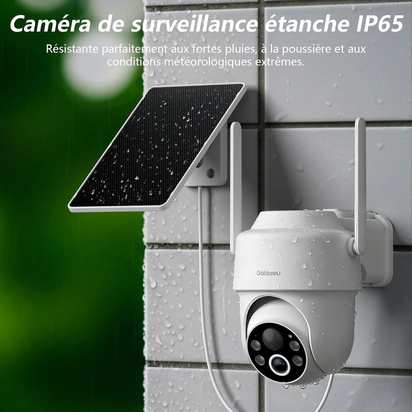 2K 3MP Camera Surveillance Wifi Exterieure Sans Fil 2,4 Ghz, R1-2P | Camera Exterieur Sans Fil Solaire, Alerte Instantanée PIR, Suivi Intelligent, Vision Nocturne, Audio Bidirectionnel, Alexa