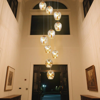 Moderne Escalier Suspendu Lustre,Plafonnier Lustre Verre Boule Suspension,Lampe Led,Grand Multi Ampoule Luminaire Suspendu Pour Salon,Cage Descalier,Couloir,Villa (10 Lights)
