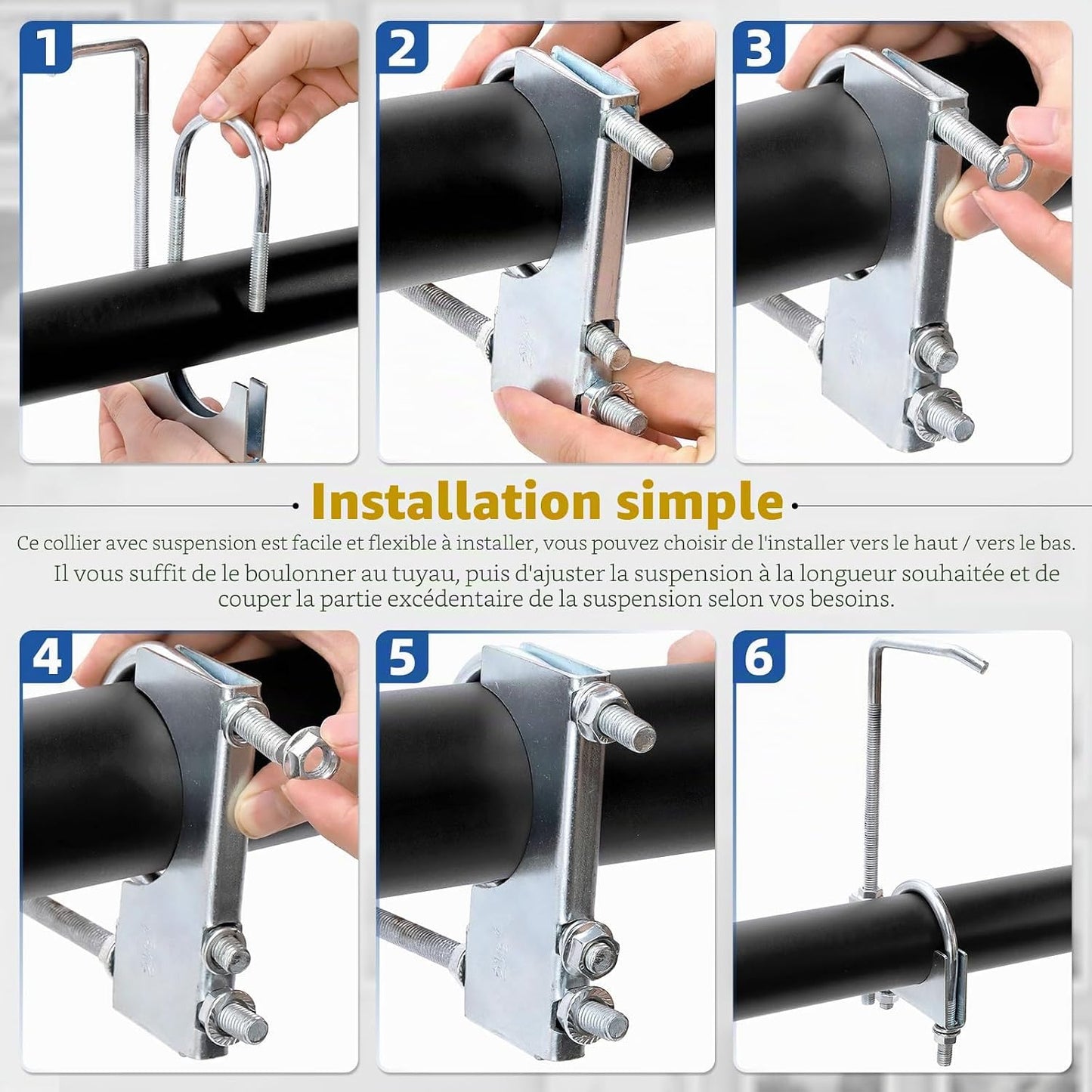 1 Pince D'Échappement Universelle De 7,5 Cm Avec Suspension, Robuste Pour Tuyau D'Échappement De Voiture Et Camion (2,25 Pouces)
