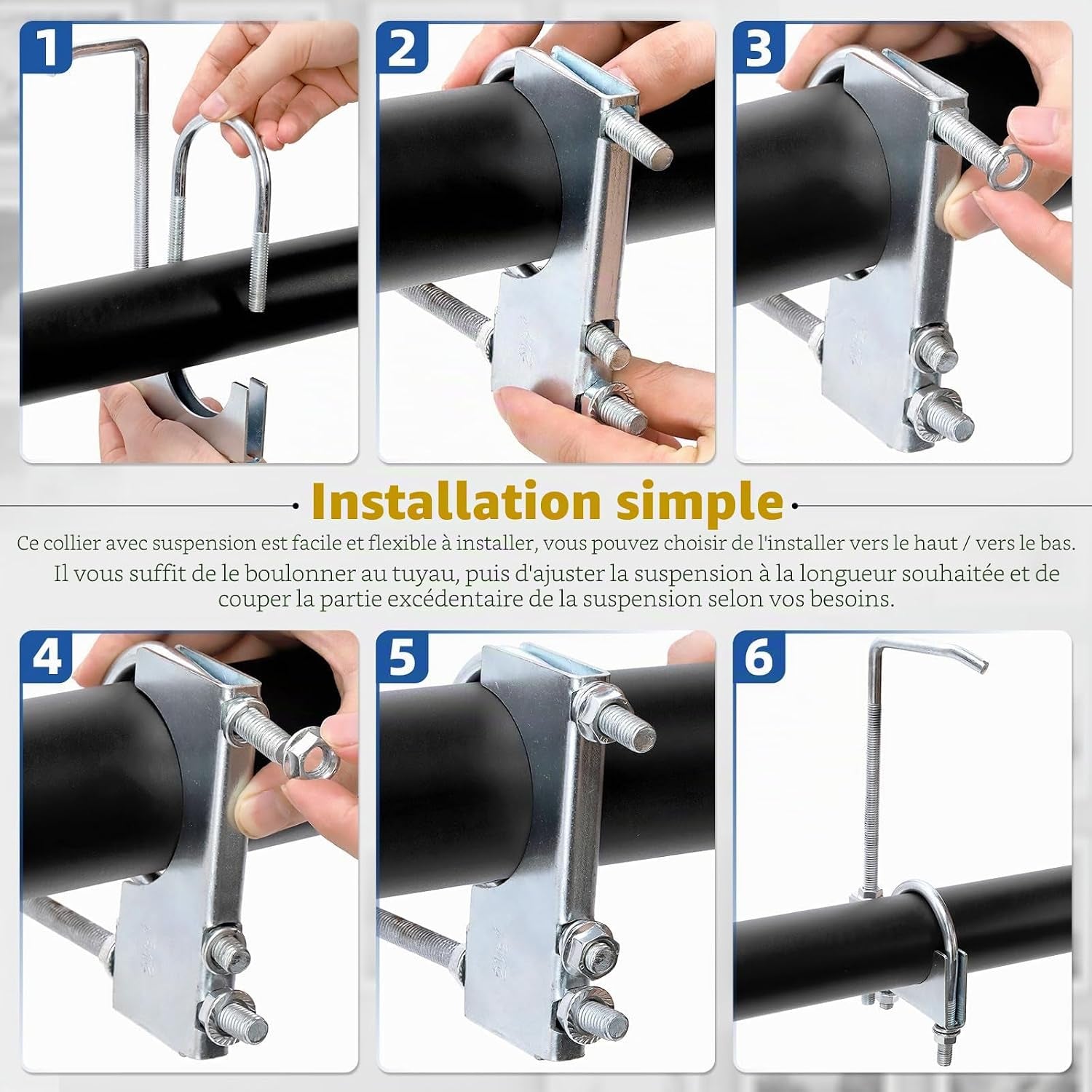 1 Pince D'Échappement Universelle De 7,5 Cm Avec Suspension, Robuste Pour Tuyau D'Échappement De Voiture Et Camion (2,25 Pouces)