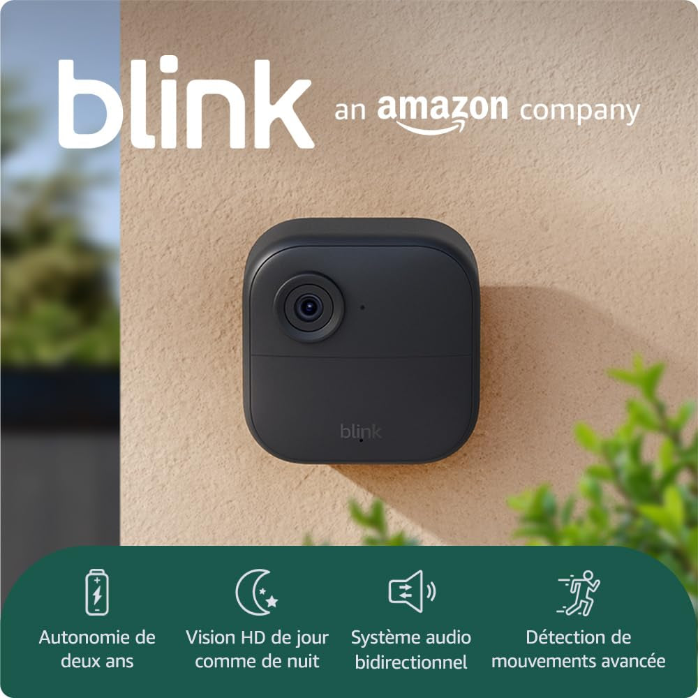 Caméra  Outdoor 4 : Caméra De Surveillance Connectée HD Sans Fil, 2 Ans D'Autonomie, Détection De Mouvements Avancée- Système 2 Caméras Avec Sync Module Core