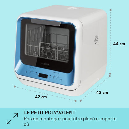 Mini Lave Vaisselle De 2 Couvert, Silencieux, 7 Programmes De Lavage, Petit Lave-Vaisselle De Table Compact, Portable, Facile À Installer Pour Maison, Bureau