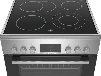 HKR39C250 Série 4 Cuisinière Électrique 60 Cm De Large, Ecoclean Direct, 3D Air Chaud Cuisson À 3 Niveaux, Contrôle De L'Écran LED, Zone De Cuisson Extensible Pour Grande Batterie De Cuisine