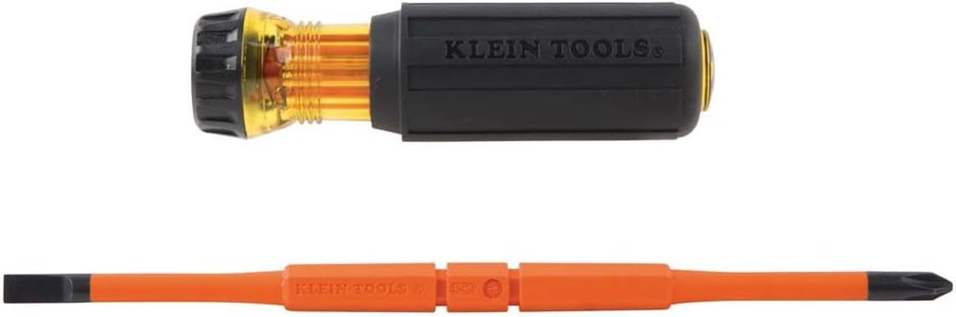 32288 Tournevis Isolé 8 En 1 Avec Lames Interchangeables, 3 Phillips, 3 Fentes Et 2 Pointes Carrées, Noir/Orange