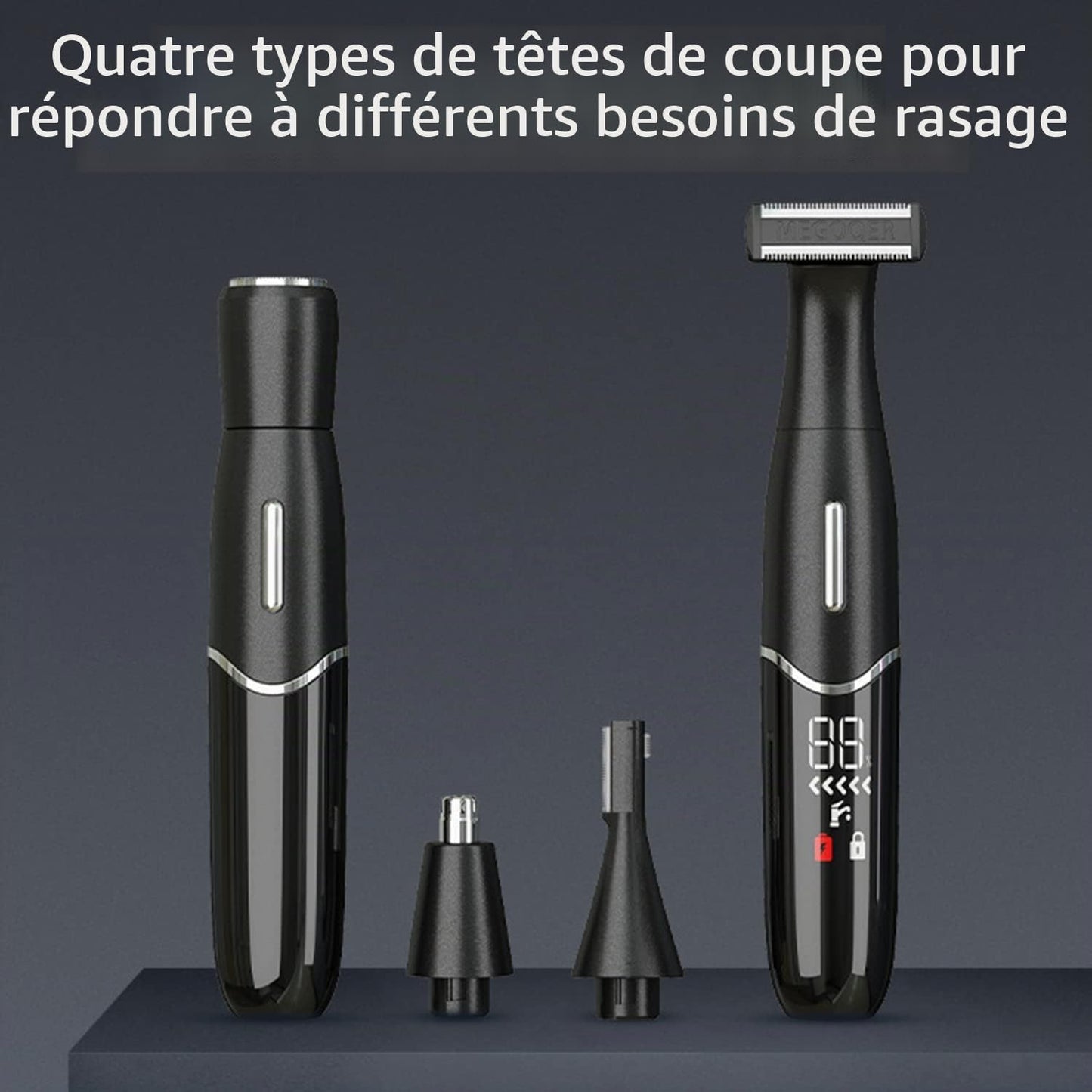 Rasoir Électrique Homme Multifonction,Rasoir Imperméable 4 En 1,Tondeuse Barbe,Tondeuse Nez,Tondeuse À Sourcils,En Acier Inoxydable,Usb Recharger (Noir)