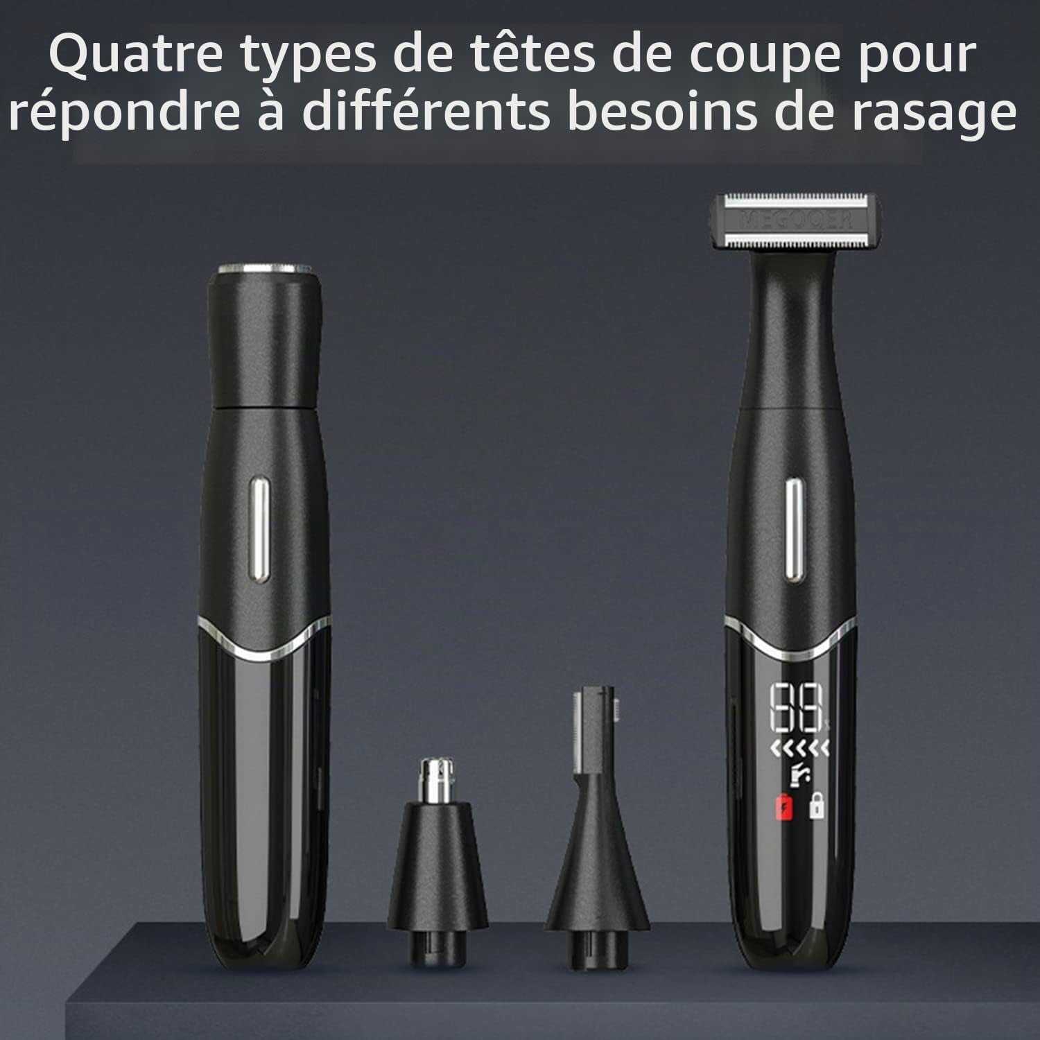 Rasoir Électrique Homme Multifonction,Rasoir Imperméable 4 En 1,Tondeuse Barbe,Tondeuse Nez,Tondeuse À Sourcils,En Acier Inoxydable,Usb Recharger (Noir)
