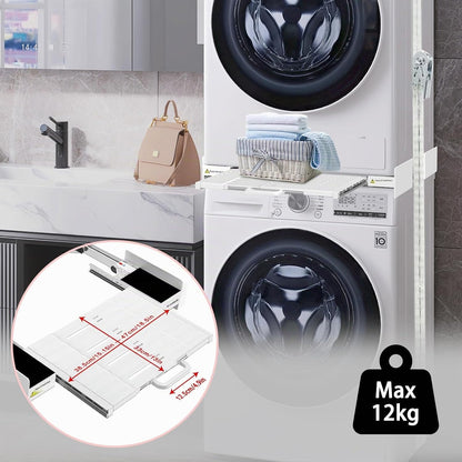 Cadre Intermédiaire Pour Laver Avec Étagère | Cadre De Connexion Universel Pour 53-68 Cm Machine À Laver, Kit Intermédiaire Avec Porte-Serviettes Extensible