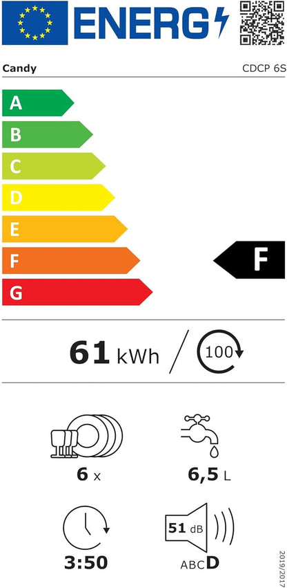 CDCP 6S Mini Lave-Vaisselle De Table - Posable, 6 Couverts, Compact, 55X50X43,8 Cm, Acier Inoxydable, Classe F