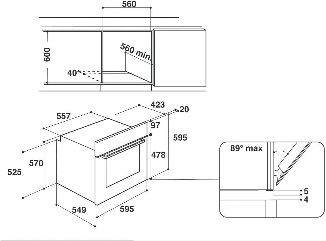 Indesit IFW6230IX Four, 71 Litres, Métal, Inox