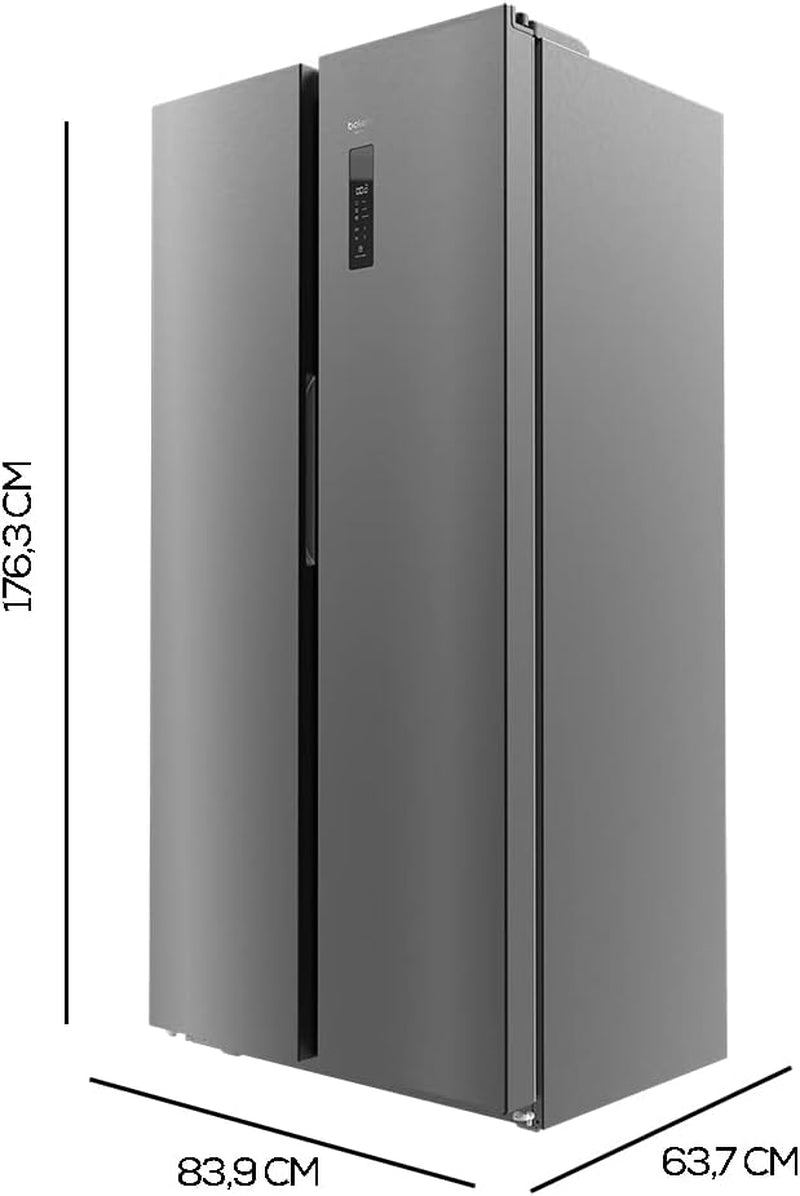 Réfrigérateur Américain 2 Portes Bolero Coolmarket SBS 430 Dark. 430 L, Hauteur 176 Cm, Faible Consommation, Contrôle De L'Affichage