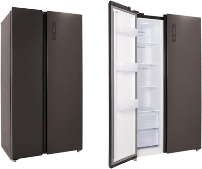 Respekta Réfrigérateur-Congélateur Côte À Côte En Acier Noir AC178BS-18 / H:178 Cm L:91 Cm/Compartiment Réfrigérateur De 331 L/Congélateur De 174 L/Technologie No Frost Intégrée.