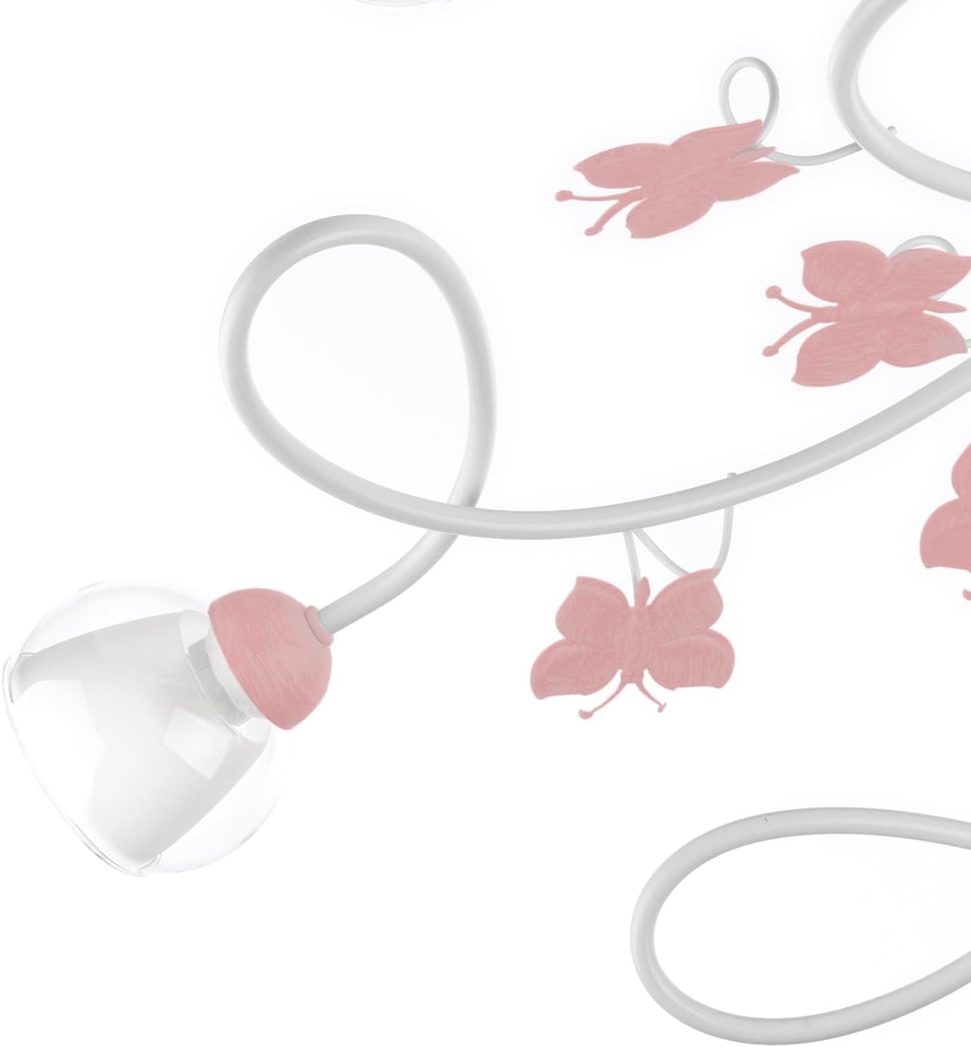 4924/PL5 Plafonnier, Métal Verre, Blanc/Rose, 5 Luci