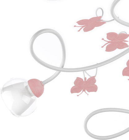4924/PL5 Plafonnier, Métal Verre, Blanc/Rose, 5 Luci