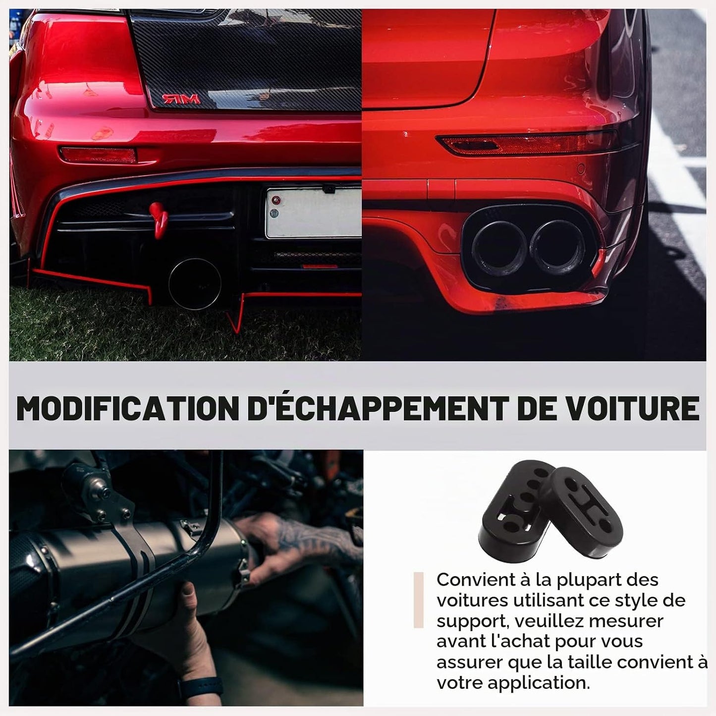 Lot De 6 Supports Isolants En Caoutchouc Pour Pot D'Échappement De Voiture Avec Tiges De Suspension D'Échappement Universelles À Souder À 90° (2 Trous, 4 Trous, Diamètre Du Trou 1,19 Cm)