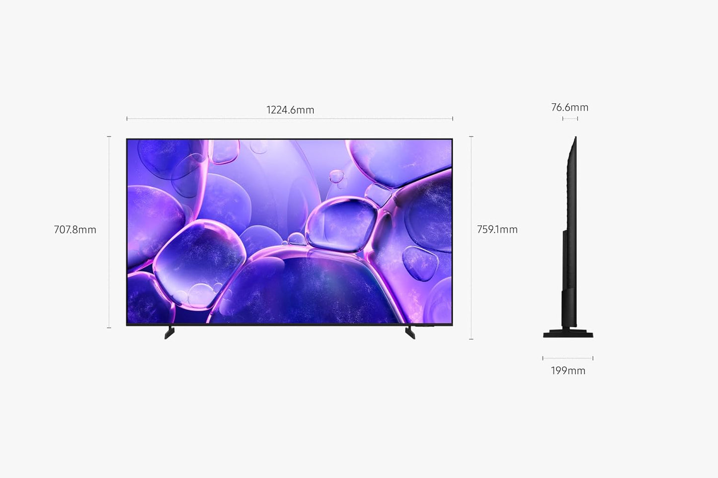 TV 55 Pouces Crystal UHD 55U8075F 4K Smart TV, Bluetooth, Wifi, Airplay, Crystal Processor 4K, HDR, Q-Symphony, Knox Security, Gaming Hub, Bixby, Applications Opérateurs Intégrées