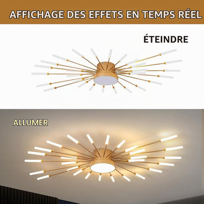 Plafonnier Led Moderne, Lustre 28+1 Têtes À Intensité Variable,Plafonniers Doré Pour Chambre À Coucher,Salon,Cuisine,Salle À Manger, Restaurant,Bureau, 3000K-6000K Avec Télécommande