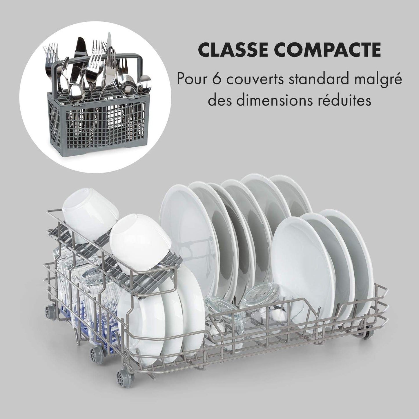 Lagoona Mini Lave-Vaisselle Autonome : CEE F, 1380W, 6 Couverts, Consommation D'Eau: 6,5L, 7 Programmes plus Séchage Supplémentaire, 49 Db, Panneau De Commande Tactile Noir, Blanc