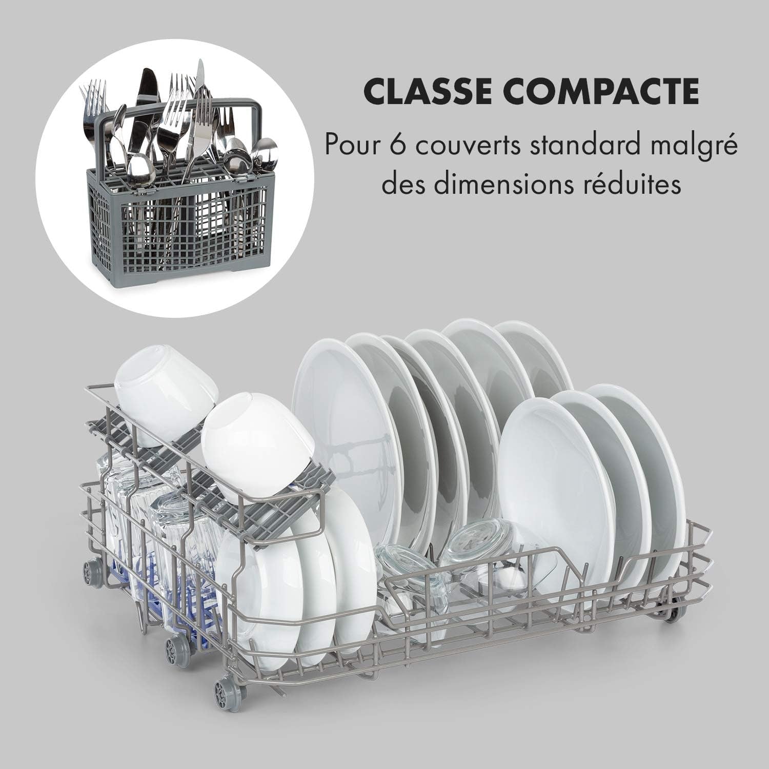 Lagoona Mini Lave-Vaisselle Autonome : CEE F, 1380W, 6 Couverts, Consommation D'Eau: 6,5L, 7 Programmes plus Séchage Supplémentaire, 49 Db, Panneau De Commande Tactile Noir, Blanc