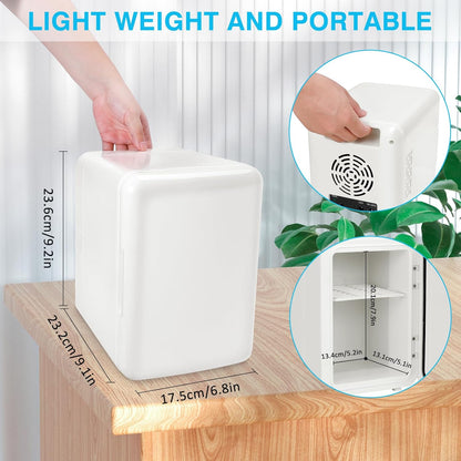 Otyzery Mini Réfrigérateur 4 Litres, Réfrigérateur Voiture Portable 12V/220V Avec Fonction Refroidissement Et Chauffage, Petit Réfrigérateur Cosmétique Silencieux Pour Chambre, Voiture, Bureau